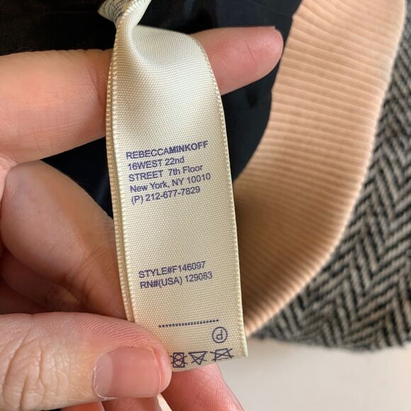 Rebecca Minkoff Jacket Womens L Large Grey Pink Herringbone Wool Blend Contrast - Picture 12 of 14
